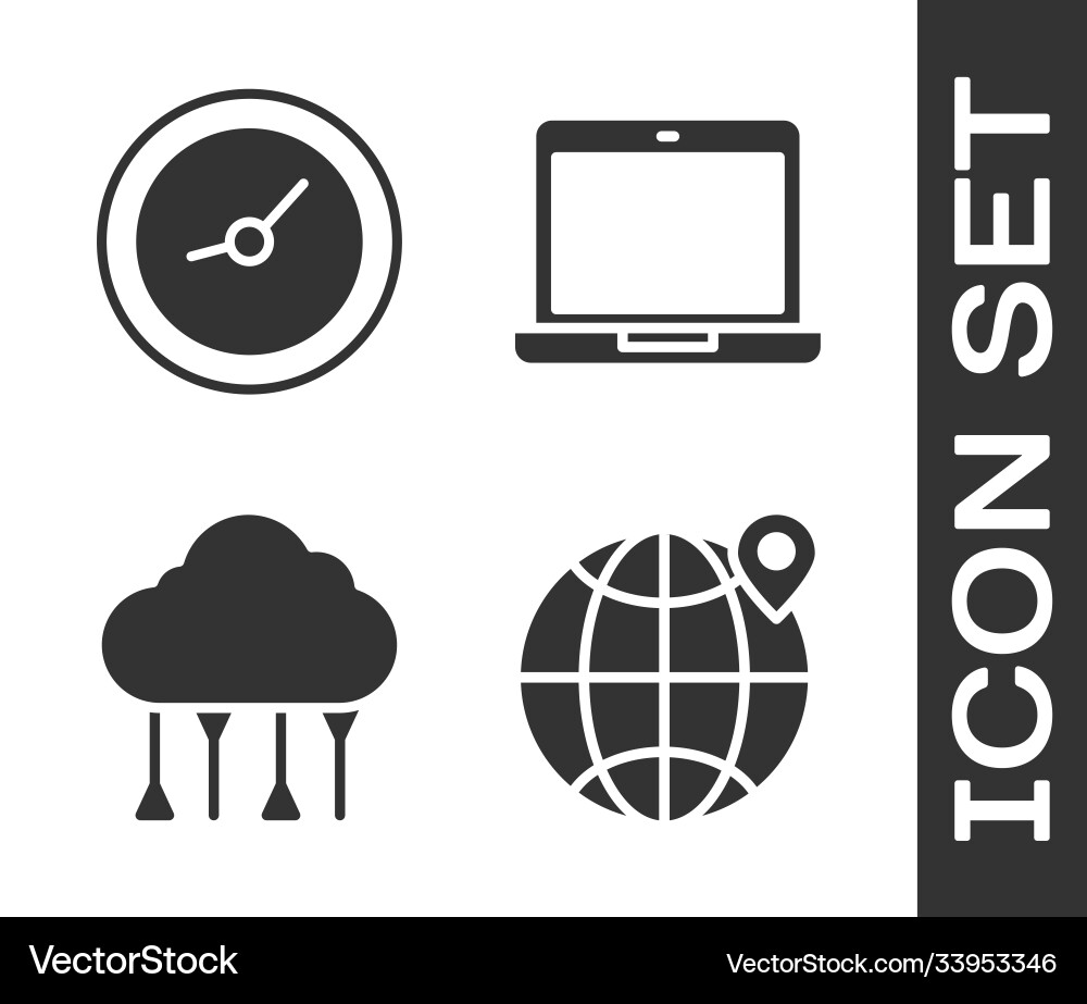 Set location on globe clock network cloud Set location on globe clock network cloud vector image