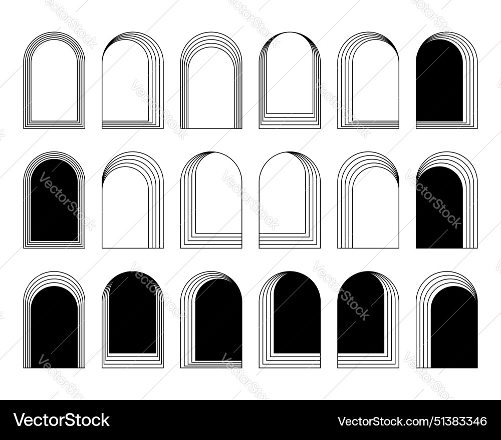Set of different concentric arch frames isolated Set of different concentric arch frames isolated vector image