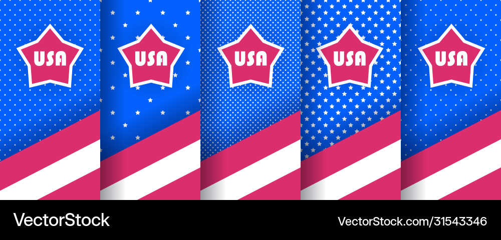 Set seamless patterns with stars in colors Set seamless patterns with stars in colors vector image