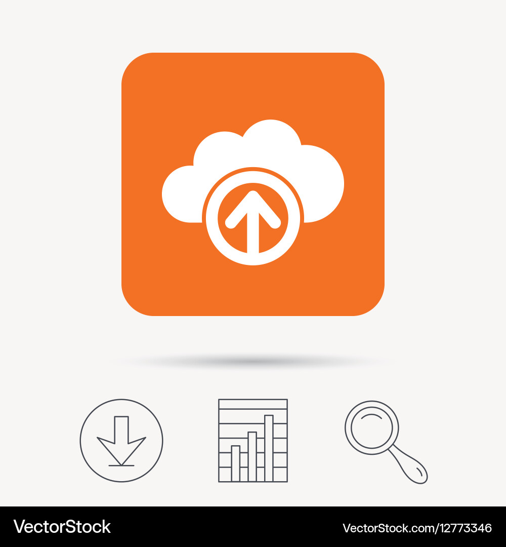 Upload from cloud icon data storage sign vector image