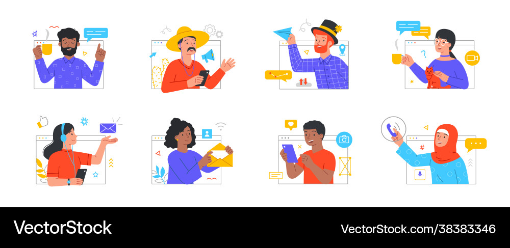 Virtual Group Video Call Vector Image