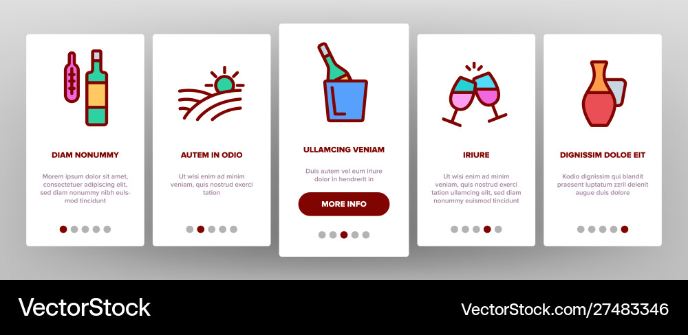 Wine product color elements onboarding Vector Image