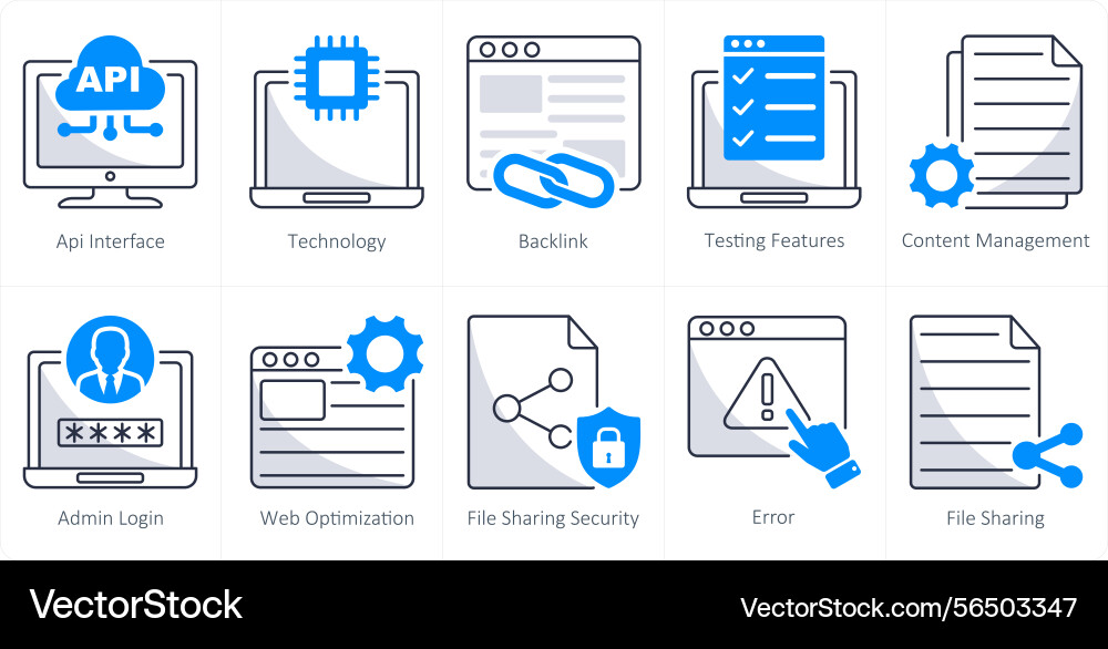 A set of 10 web design icons as api interface Vector Image