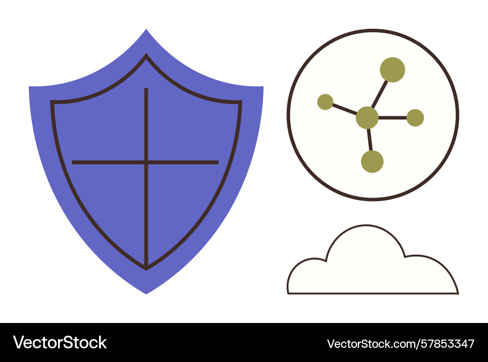 Abstract security shield with networking node Abstract security shield with networking node vector image