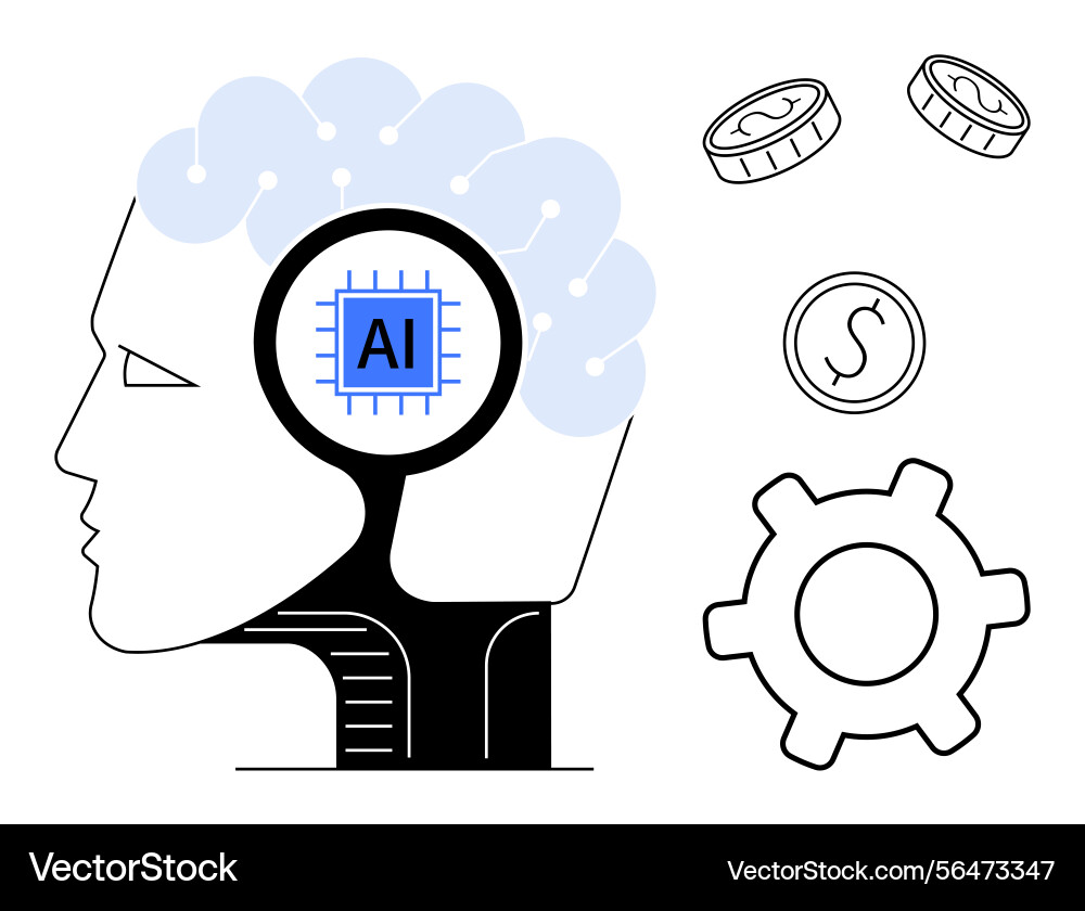 Artificial intelligence in business automation Artificial intelligence in business automation vector image