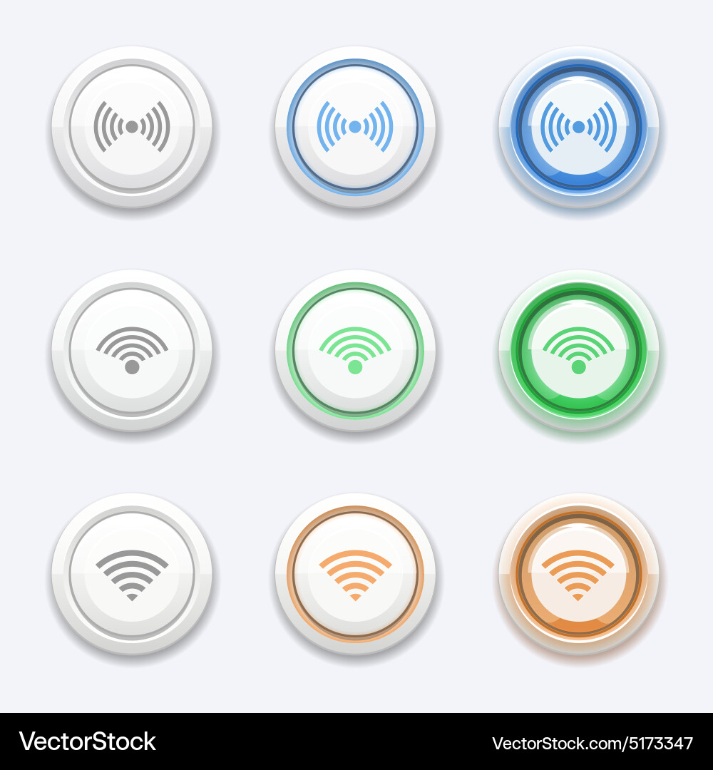 Button with wifi or wireless icon vector image