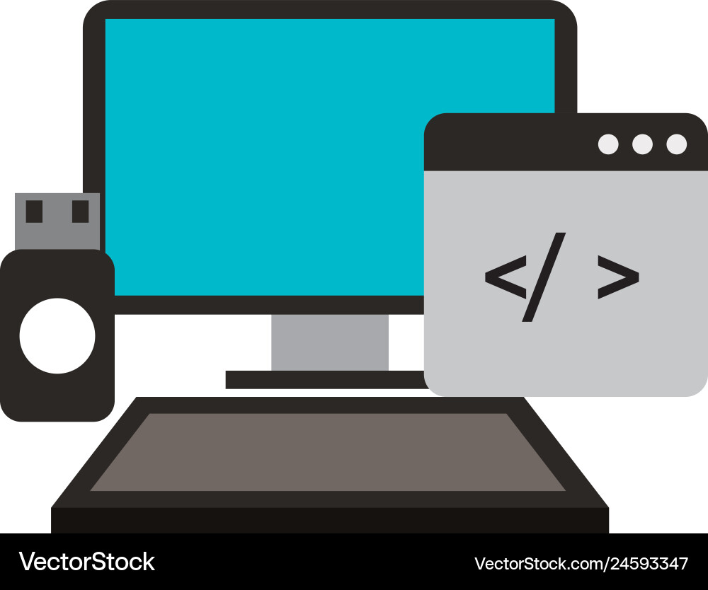 Computer ubs kodieren Web-Entwicklung Computer ubs kodieren Web-Entwicklung vektorbild