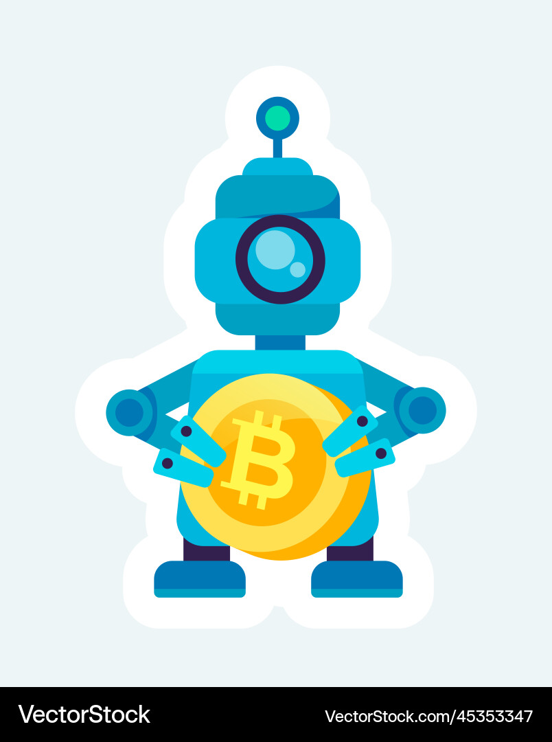Crypto trading robot holds bitcoin cryptocurrency – Royalty-Free Vector |  VectorStock