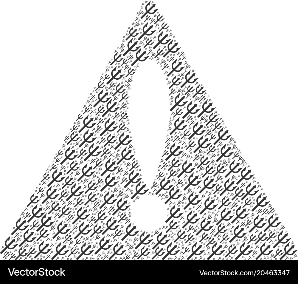 Danger triangle sign pattern of trident fork icons Vector Image
