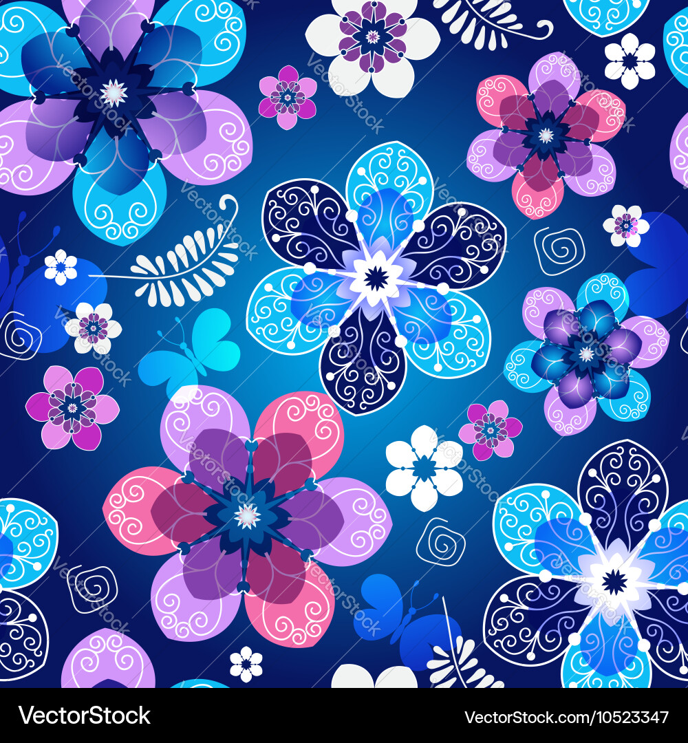Dark Floral Seamless Spring Pattern Vector Image
