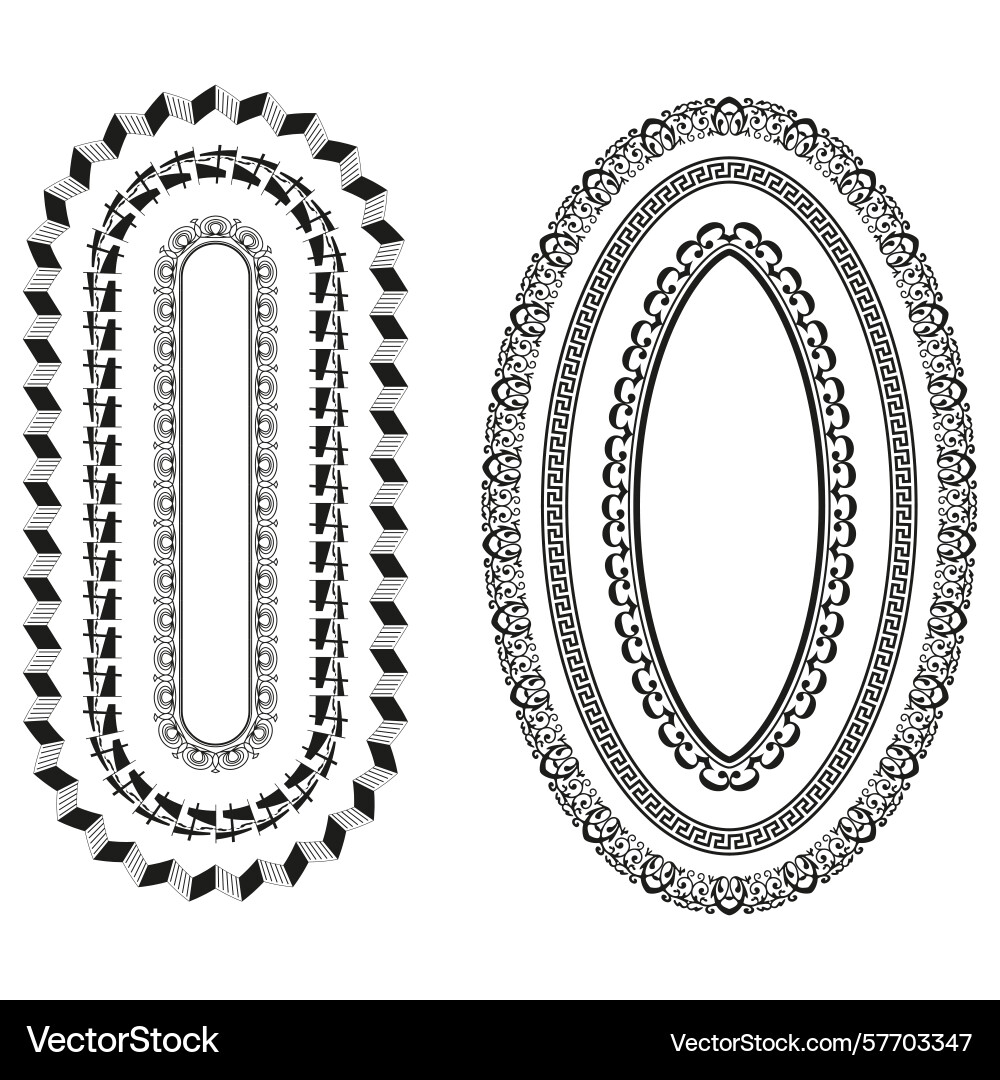 Decorative oval frames ornate border patterns vector image