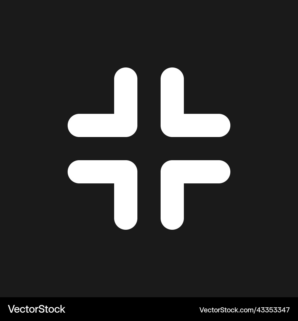 Exit full screen dark mode glyph ui icon Vector Image