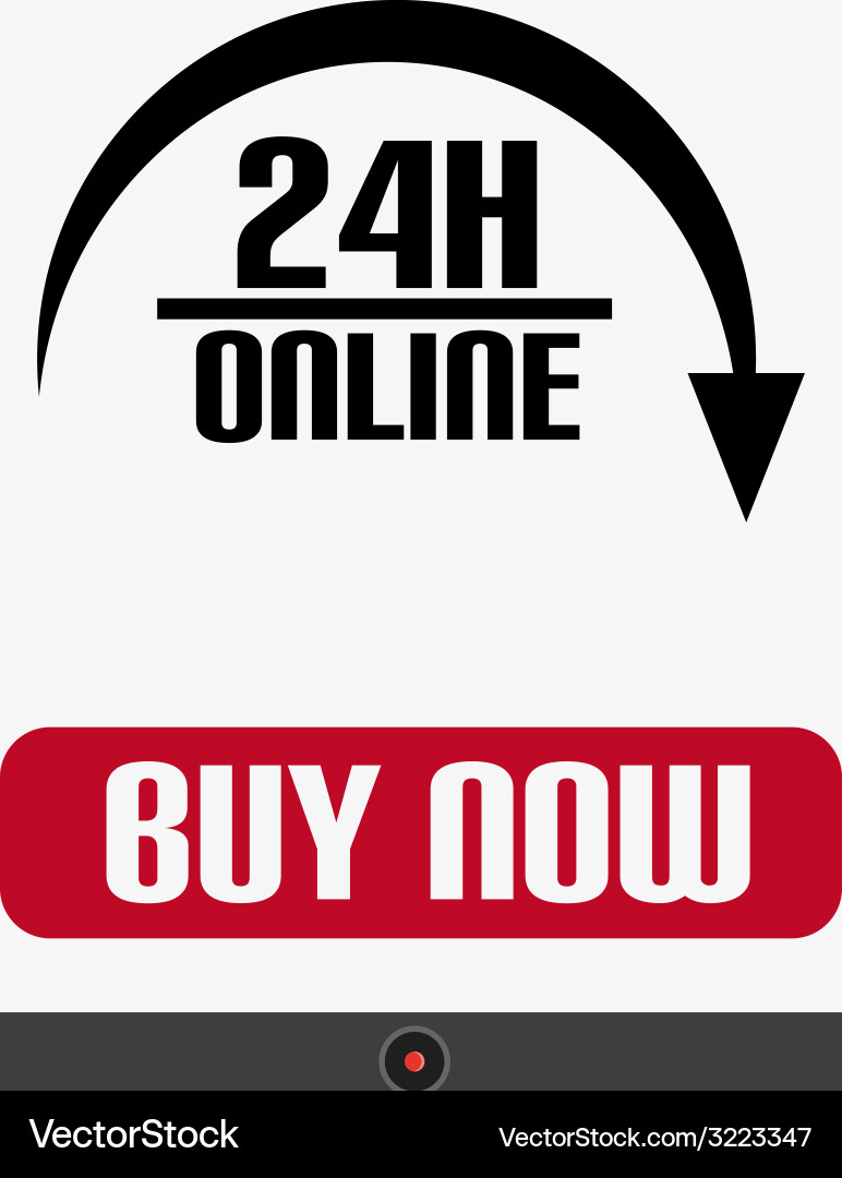 Flat design with tablet on-line text vector image