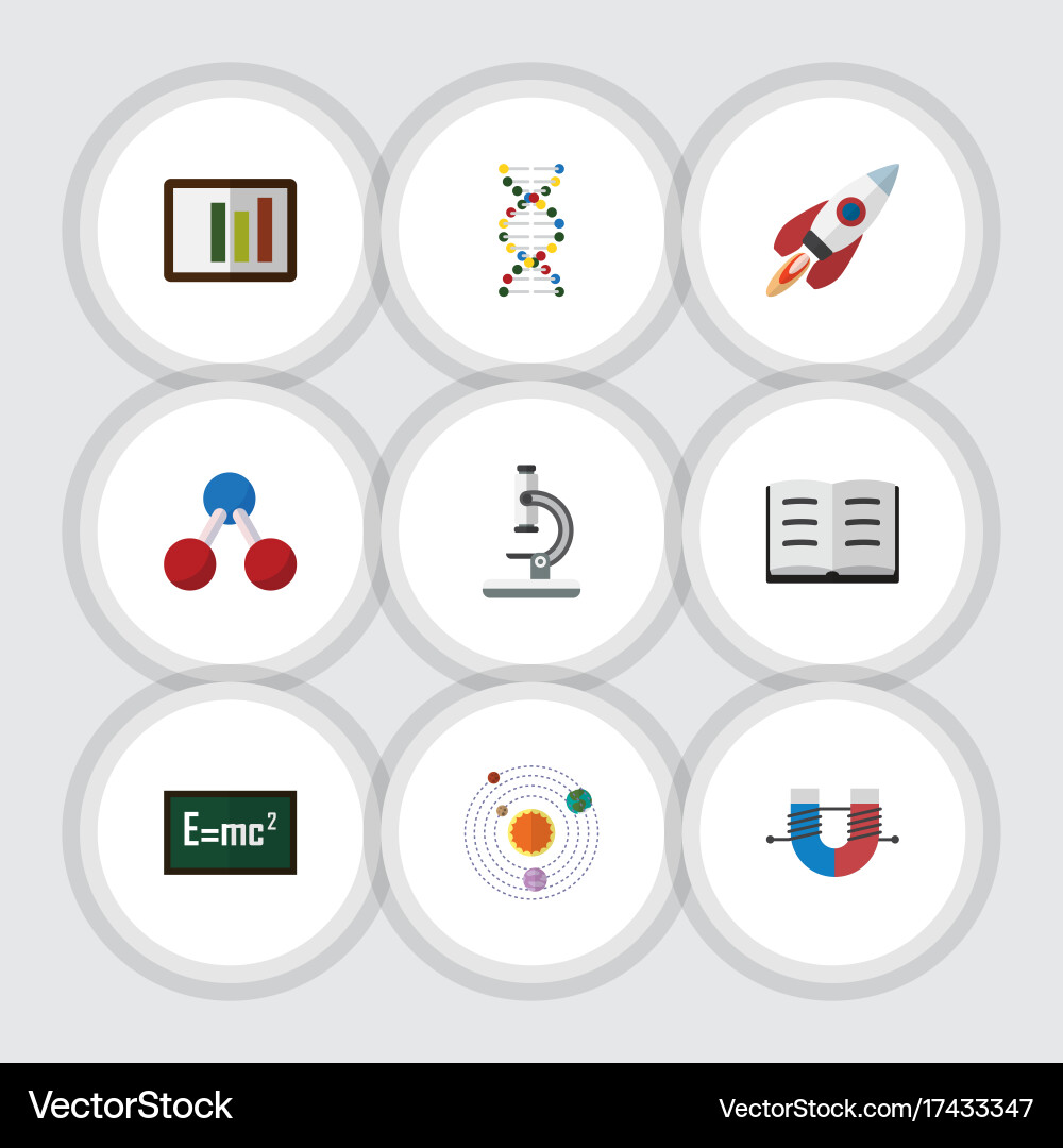Flat icon science set of nuclear diagram lecture Vector Image
