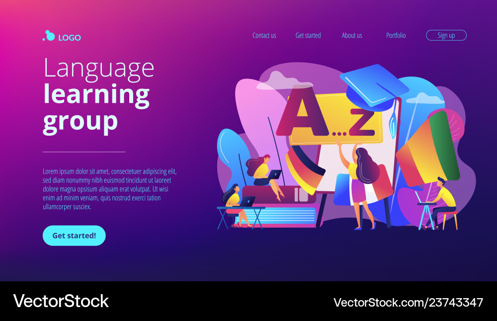 Foreign language workshop concept landing page Vector Image