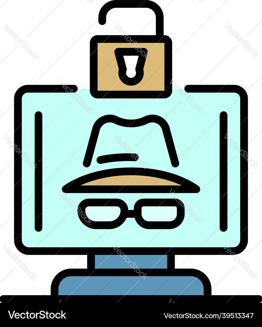 Hacker protected icon color outline Hacker protected icon color outline vector image