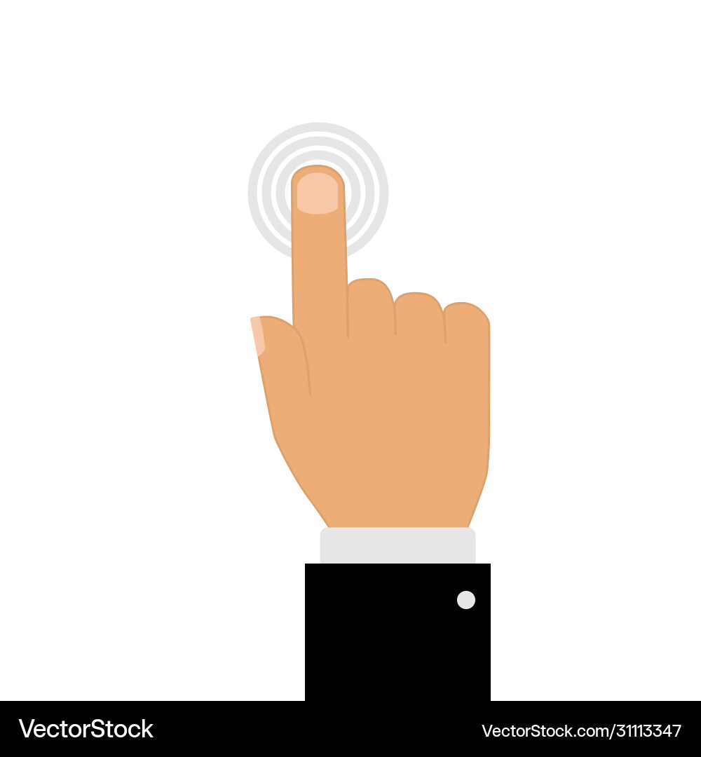 Hand with pointing finger touching button Hand with pointing finger touching button vector image