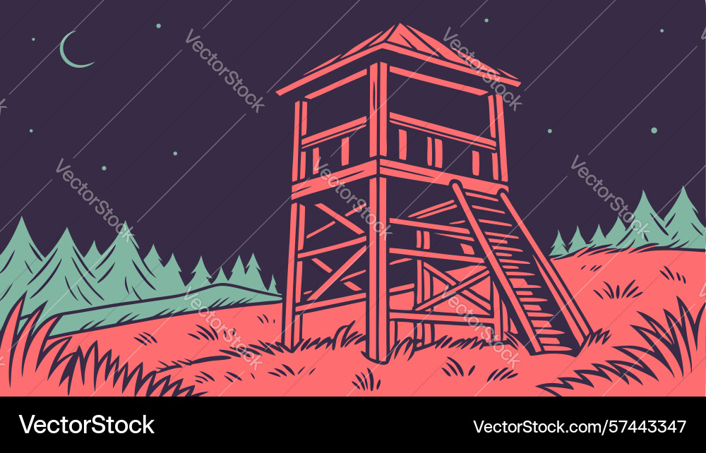 Isolated watchtower in forest mysterious sentinel Vector Image