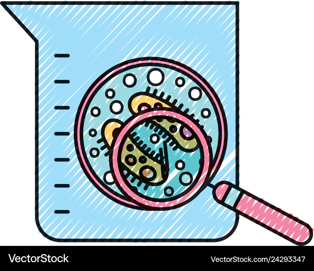Laboratory flask test science bacteria magnifying Vector Image