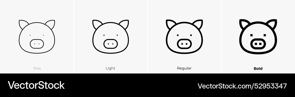 Pig icon thin light regular and bold style design Vector Image