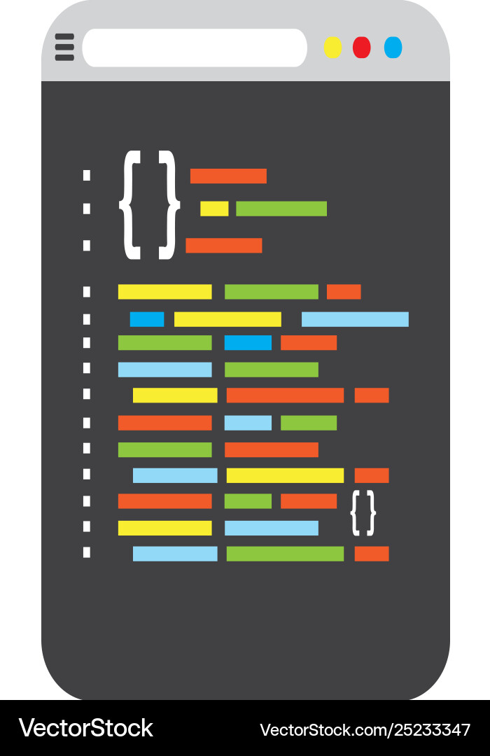 Programming code on a browser window vector image