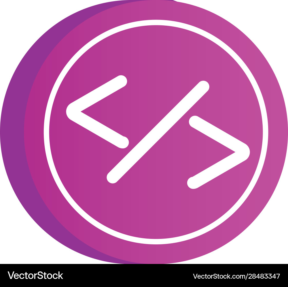 Programming symbols in button icon vector image