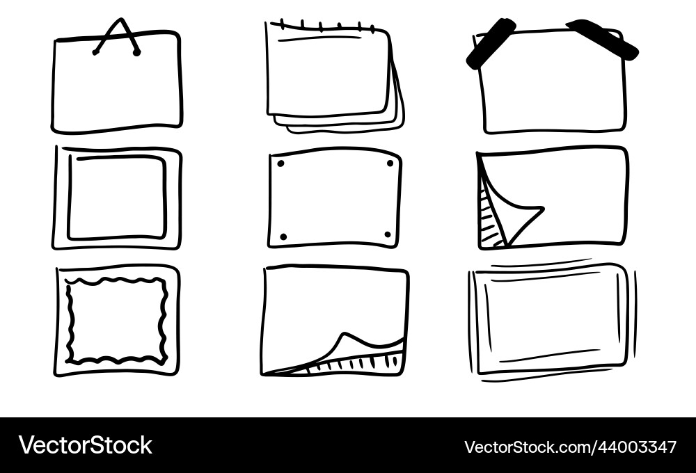 Rectangular hand drawn frames set collection Rectangular hand drawn frames set collection vector image