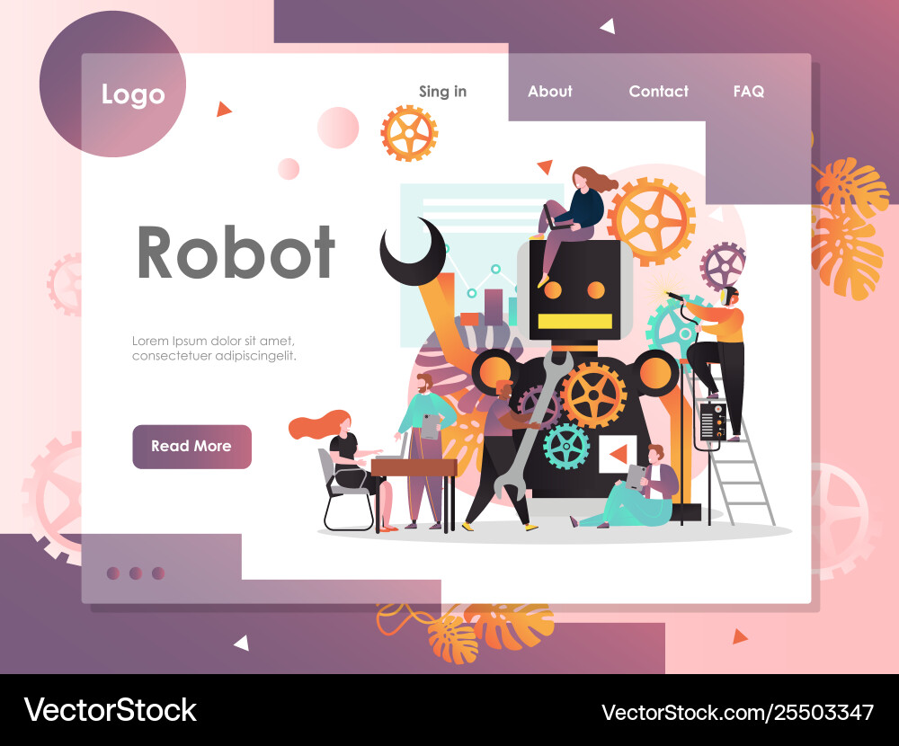 Robot Website Template - Modern Tech Landing Page vector image