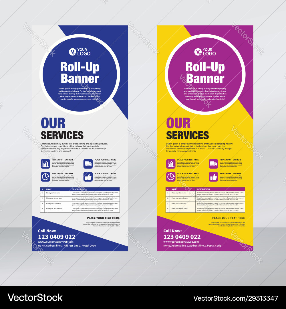 Roll up banner vertical design template Vector Image