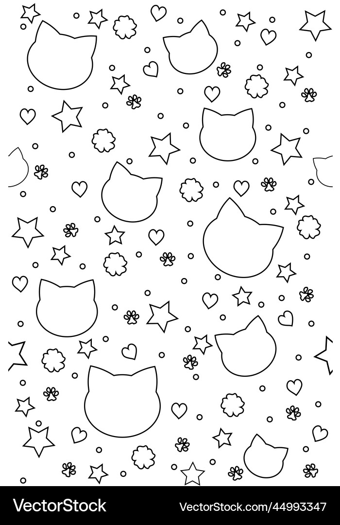 Seamless pattern with cats line drawing for print Seamless pattern with cats line drawing for print Vector Image