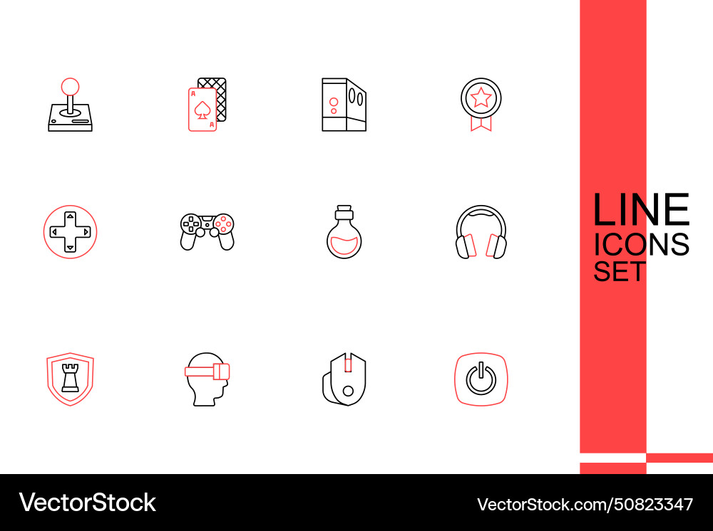 Set line power button computer mouse virtual Set line power button computer mouse virtual vector image