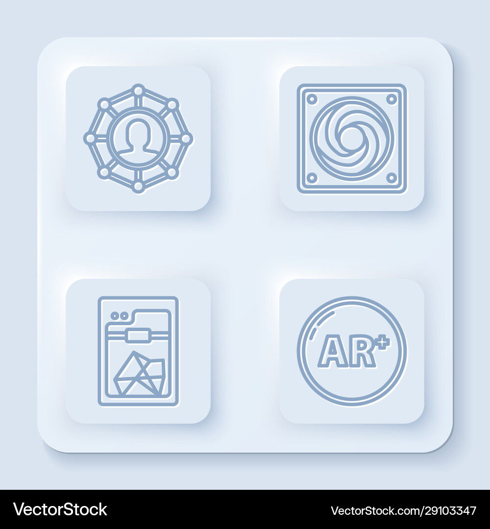 Set line project team base computer cooler 3d Set line project team base computer cooler 3d vector image