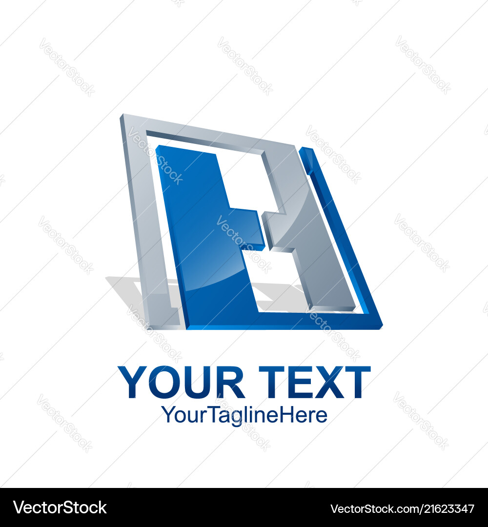 Ursprünglicher Buchstabe h Logo Vorlage farbige blau grau Ursprünglicher Buchstabe h Logo Vorlage farbige blau grau vektorbild