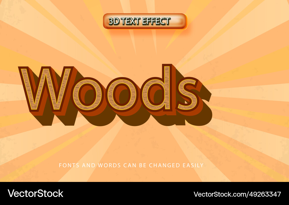 Woods texture 3d editable text effect style vector image
