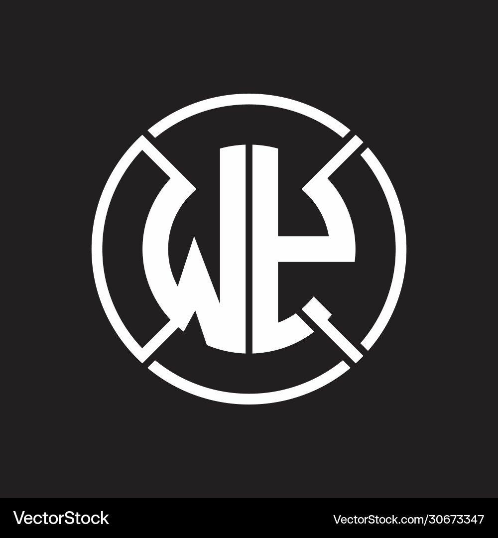 Wy logo monogram with four part circle slash Wy logo monogram with four part circle slash Vector Image