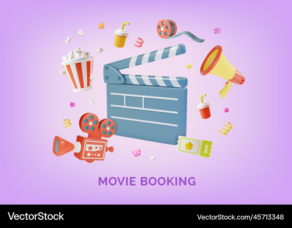 3d movie booking service ads banner concept poster 3d movie booking service ads banner concept poster vector image