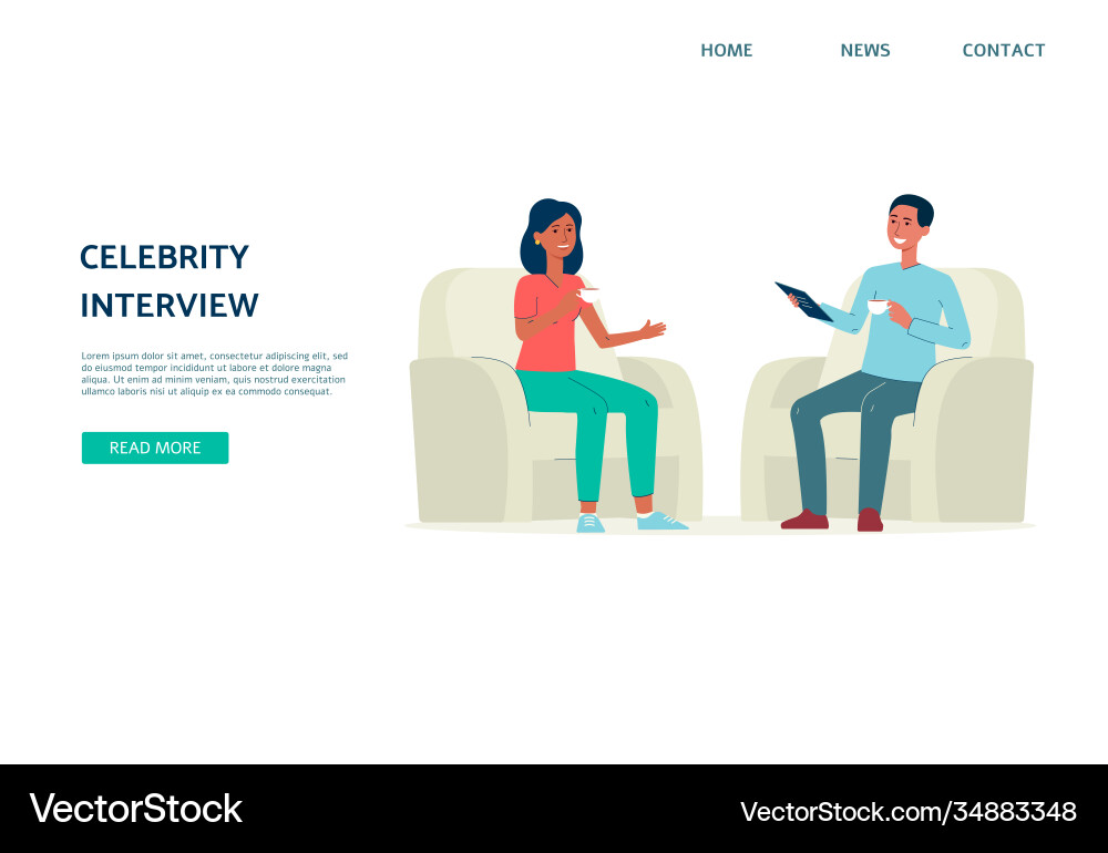 Celebrity interview - website header and bloggers vector image