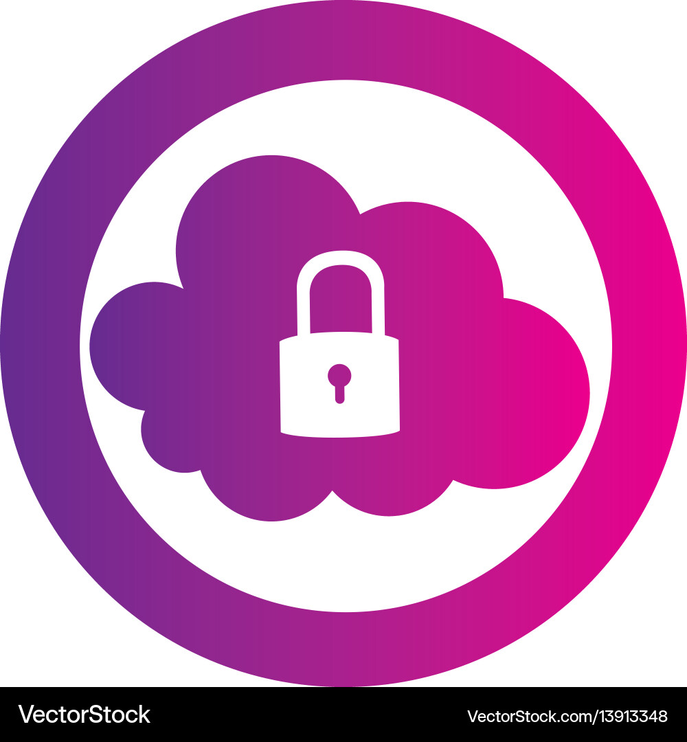 Color circular emblem with secure padlock cloud Color circular emblem with secure padlock cloud vector image