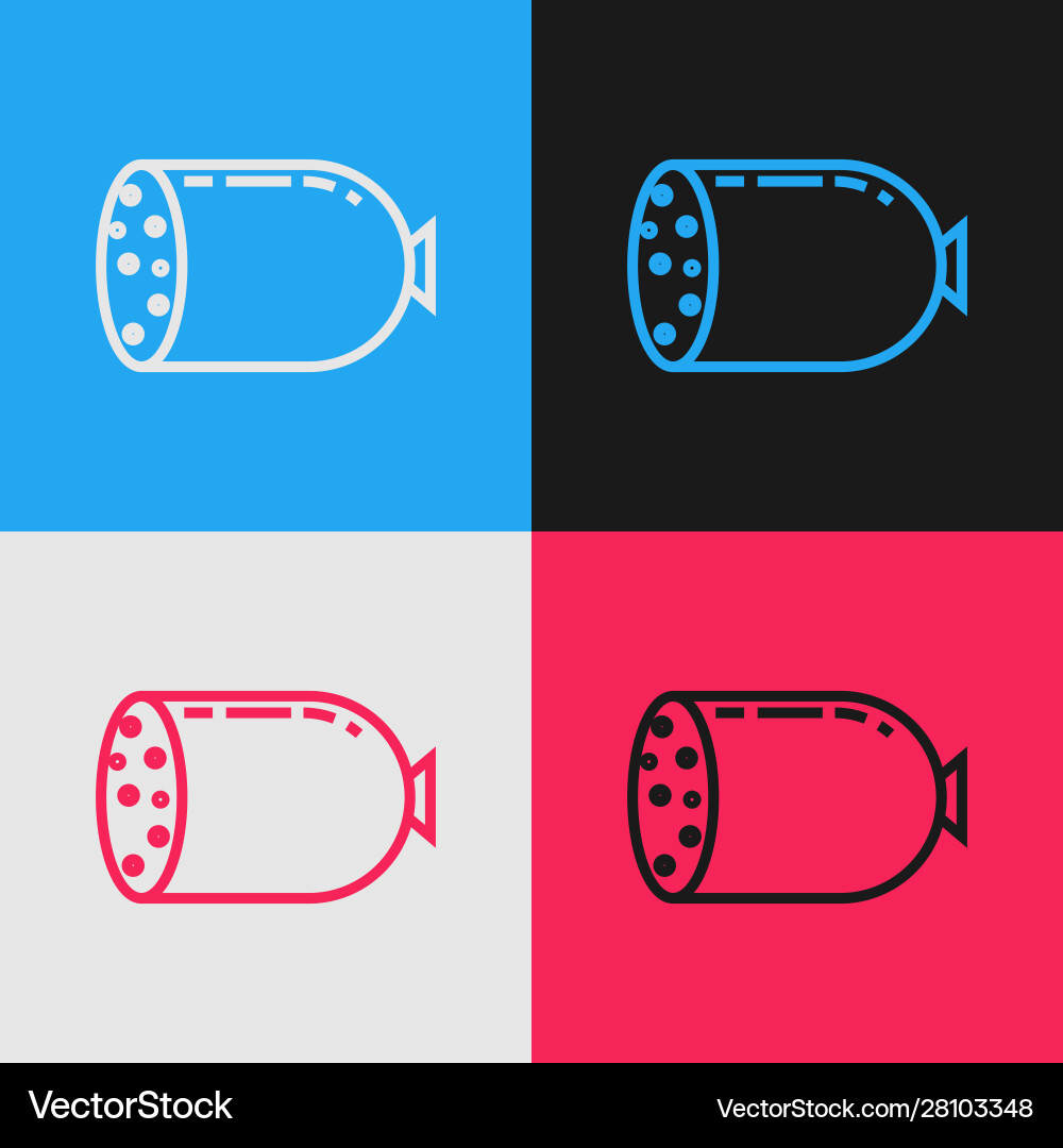Color line salami sausage icon isolated on Color line salami sausage icon isolated on vector image