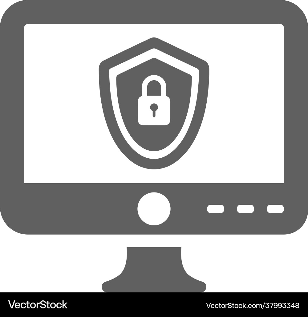 Computer pc protection web security icon gray Vector Image