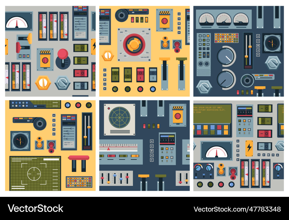Decorative pattern design set with device panel Decorative pattern design set with device panel vector image