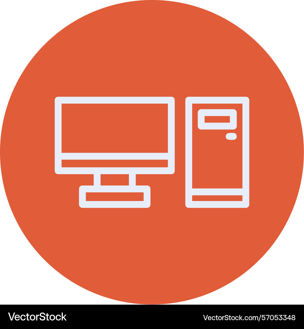 Desktop computer line circle style icon design vector image
