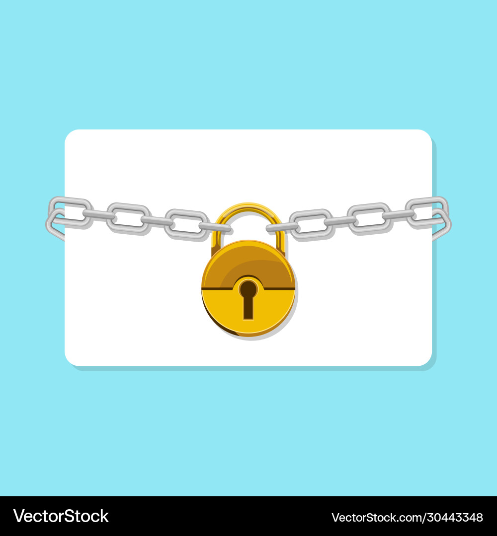 Empty card chained with padlock Empty card chained with padlock vector image