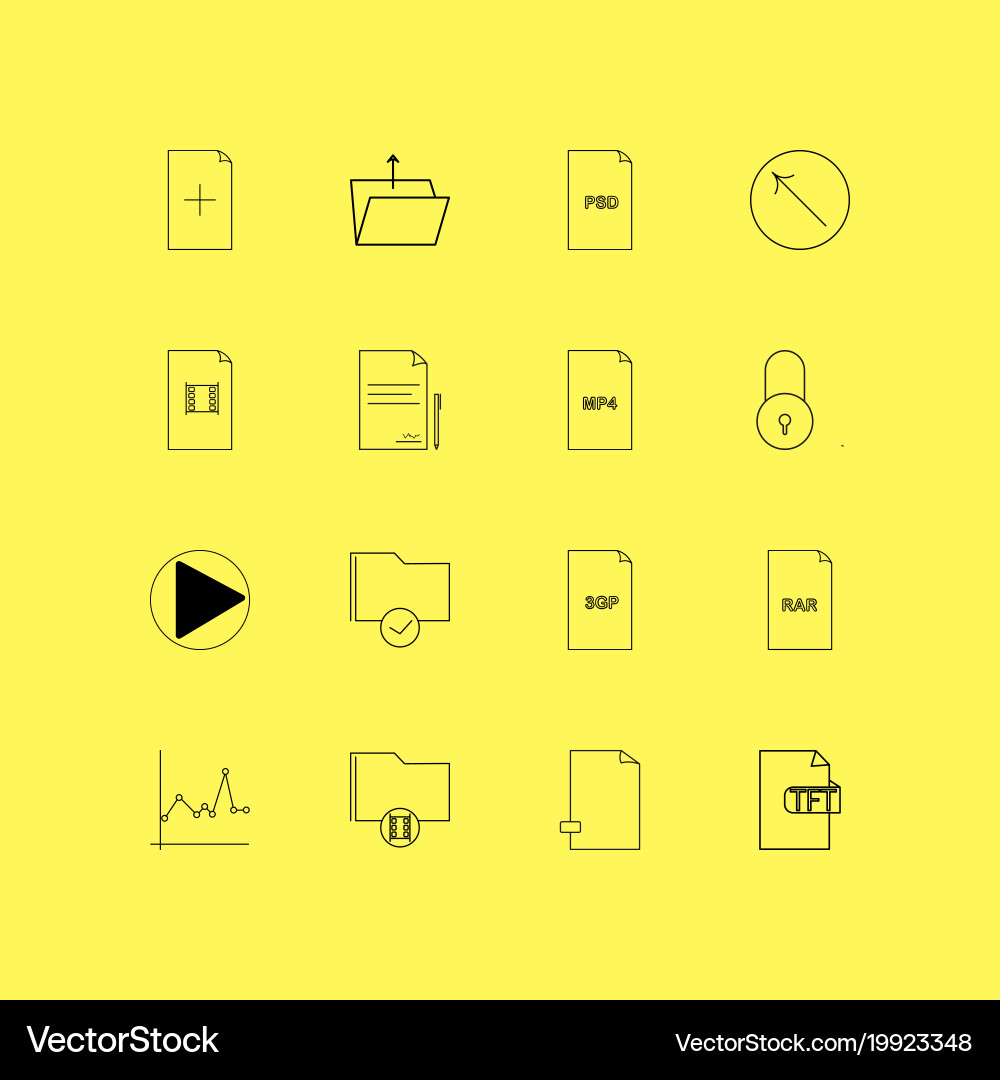 Files and folders linear icon set simple outline vector image