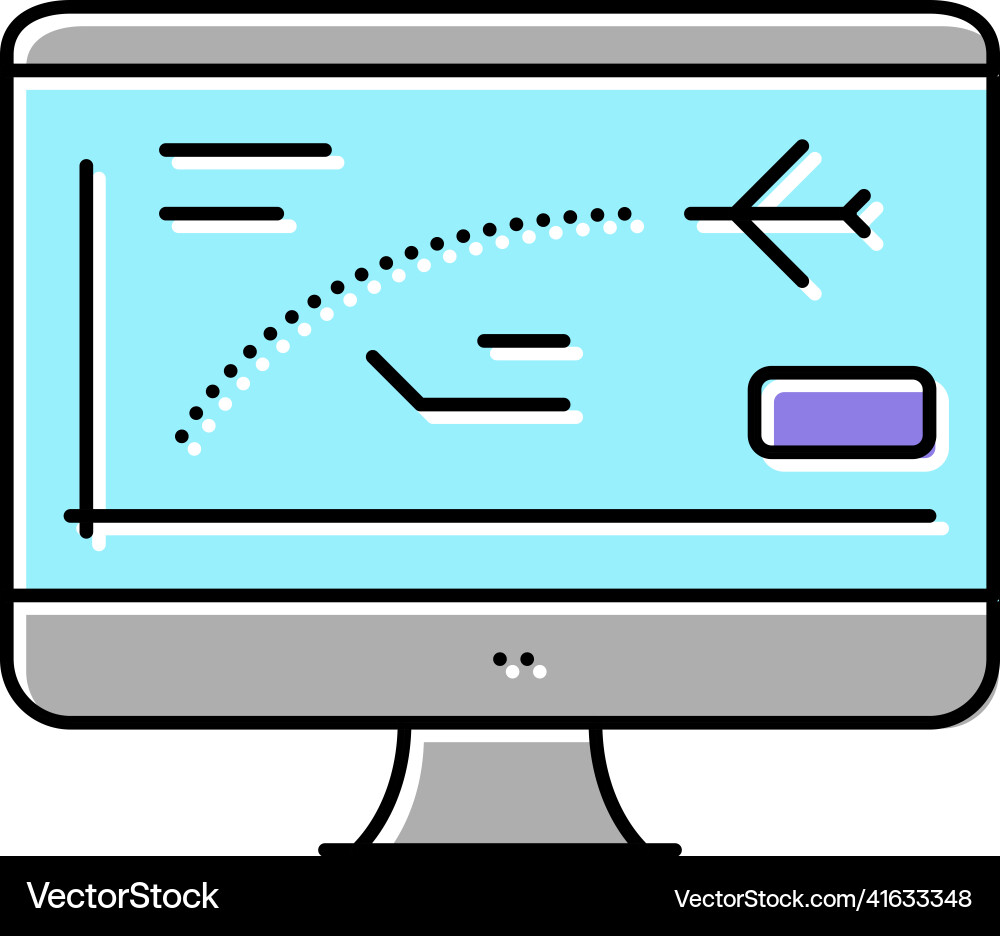 Flight path computer simulator color icon vector image