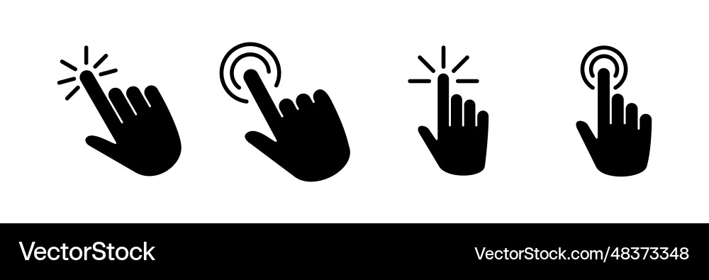 Hand click icon clicking finger pointer Hand click icon clicking finger pointer vector image