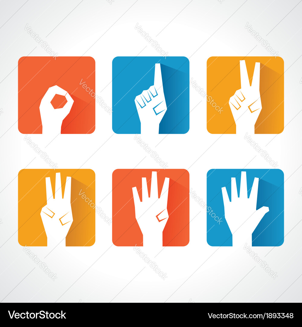 Hands Forming Numbers 0-5 with Space vector image