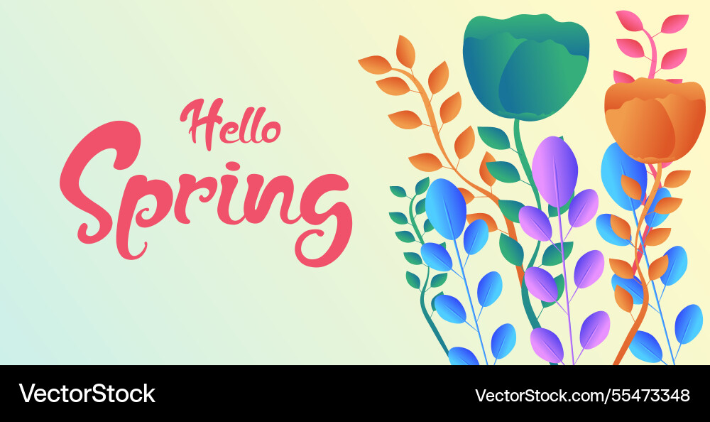 Hello spring web banner greeting card background Vector Image