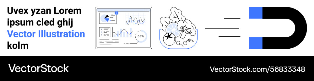 Magnet drawing abstract elements and graph data Vector Image