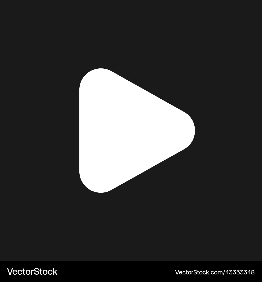 Play button dark mode glyph ui icon Play button dark mode glyph ui icon vector image